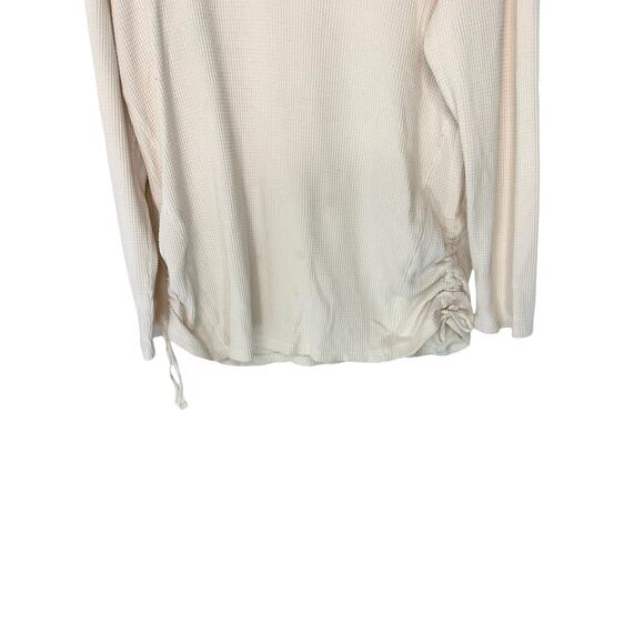 J. Jill Basic Relaxed Casual Ivory Waffle Knit Cowl Neck Long Sleeve Top Size XL - Picture 5 of 13